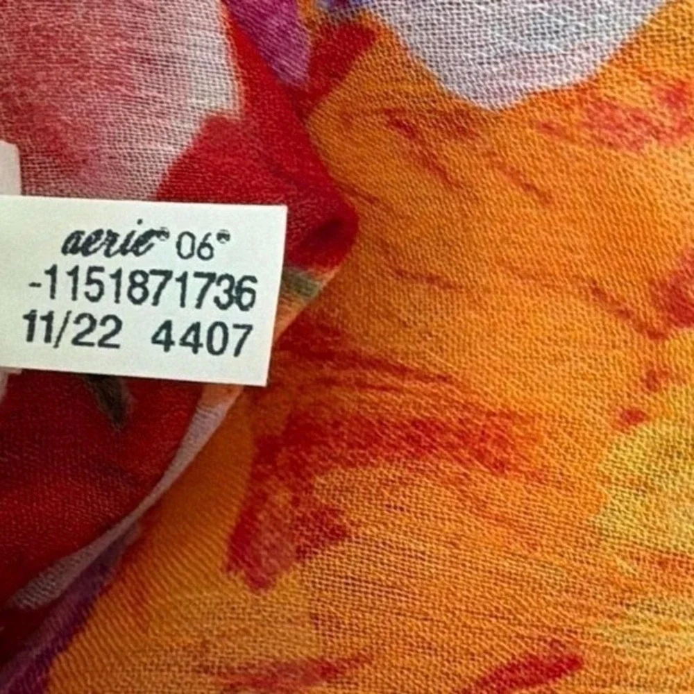 Aerie Chiffon Sheer Floral Kimono‎ Swim Cover Up Orange Pink Beach Resortwear OS